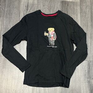 Polo Ralph Lauren Black Long Sleeve Teddy Bear Tee